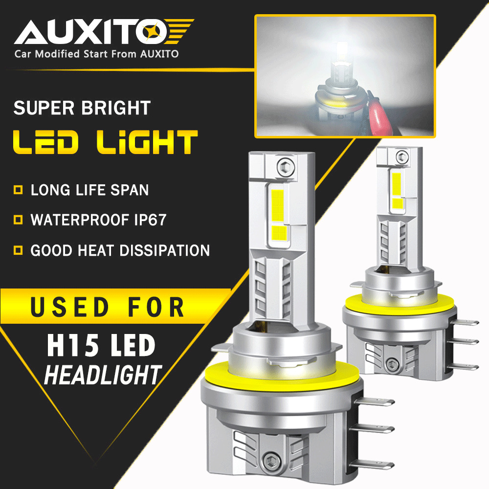 2x AUXITO LED H15 Bulbs High DRL Daytime Running Headlight Kit White Lights EOA