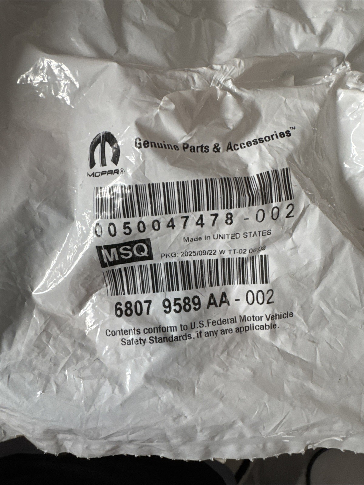 Genuine Mopar Crankshaft Oil Seal 68079589AA Genuine Mopar Crankshaft Oil Seal 68079589AA