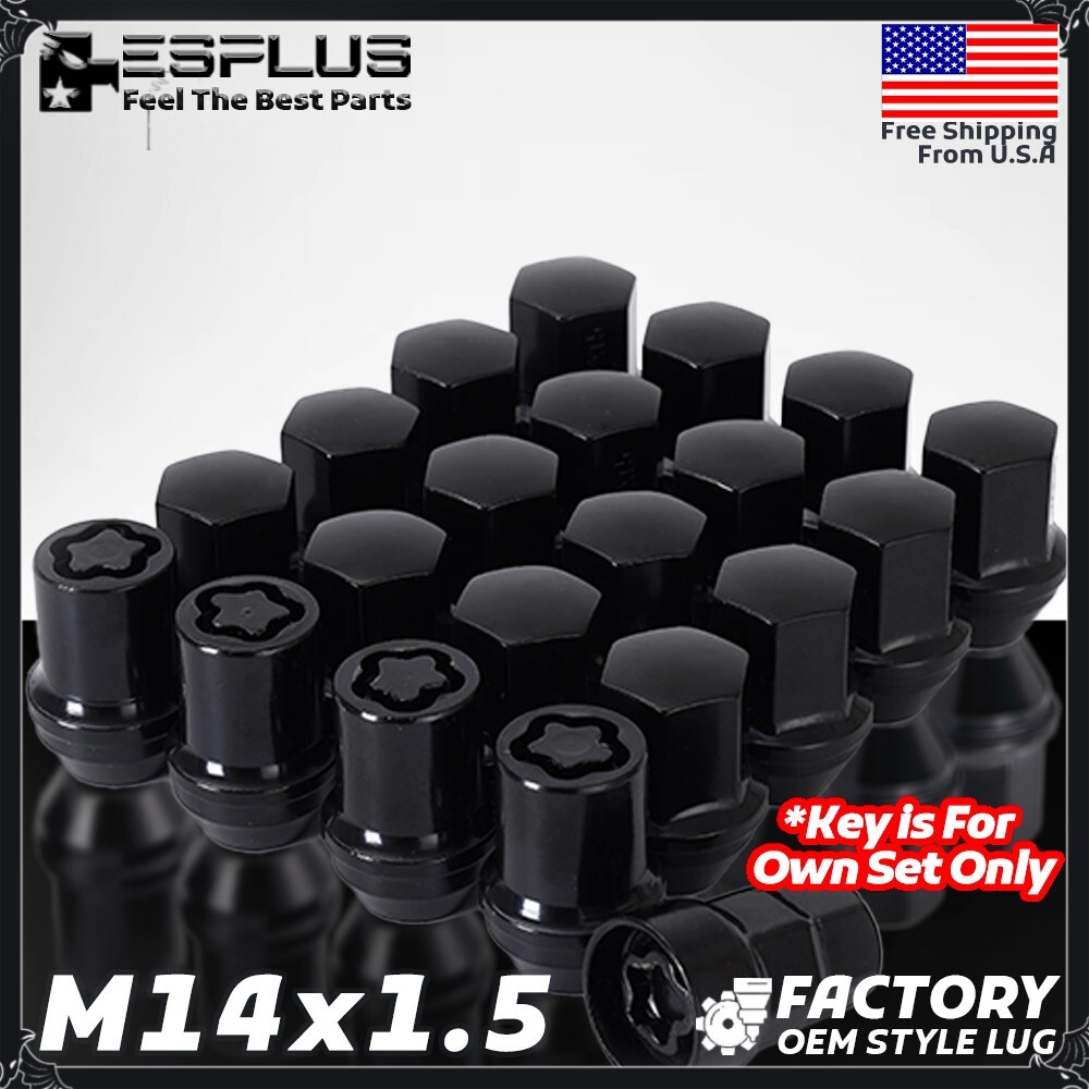 24 Pc Ford OEM Cone Wheel Lock Black M14x1.5 Fit2015-2025 Expedition/F150/Lobo