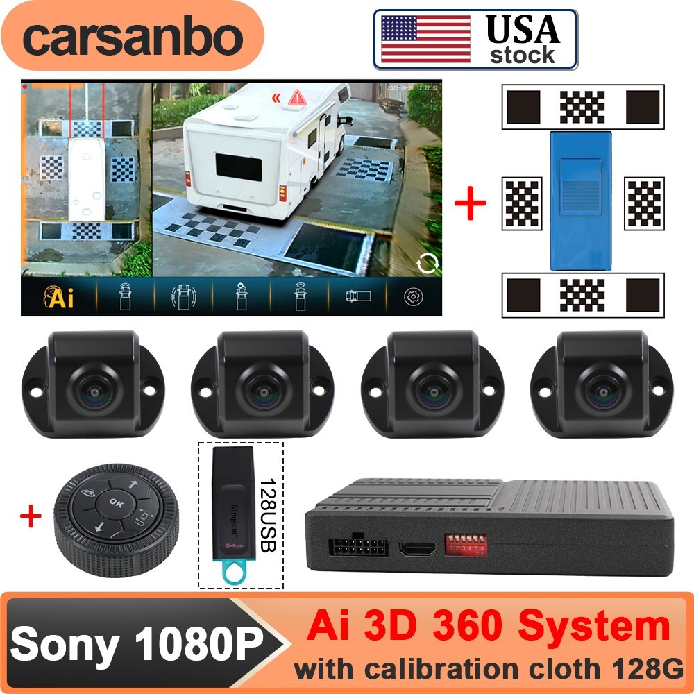 4 Camera Truck RV 360° Backup Camera System Auto Reverse Mode Parking Monitoring