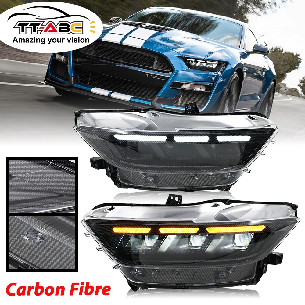 TT-ABC Pair LED Headlights For Ford Mustang 2015-2017 Head Front Lamps Animation