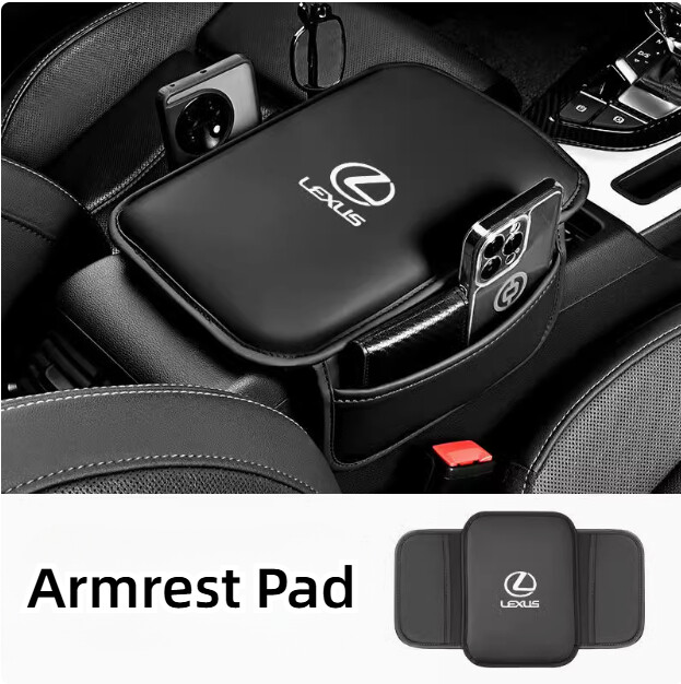 Car Armrest Cushion Cover Center Console Box Pad Mat with Pocket For Lexus