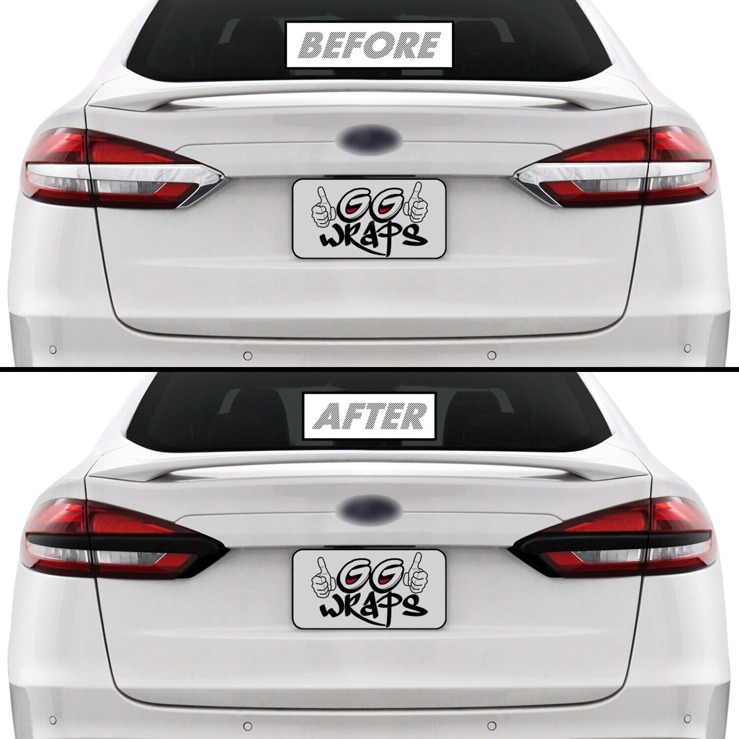 Chrome Delete Blackout Overlay for 2019-20 Ford Fusion Rear Trunk Light Trim 