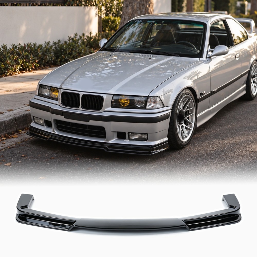 GTR-Style Front Bumper Splitter Lip Spoiler For BMW M3 E36 1991-1998 Gloss Black