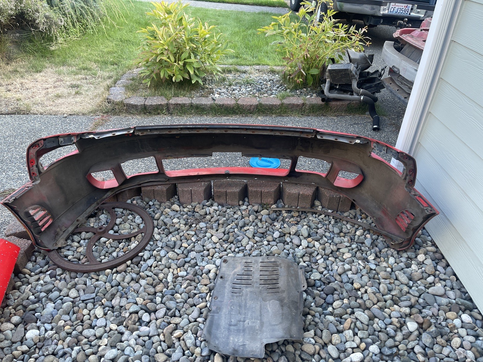 1991-93 Mitsubishi 3000gt Front Bumper Cover red comes with mounting brackets 