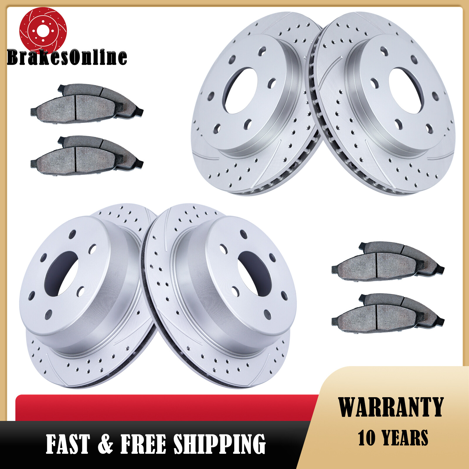 Front Rear Brake Rotors Pads fit for GMC Sierra 1500 Silverado 1500 1999-2006