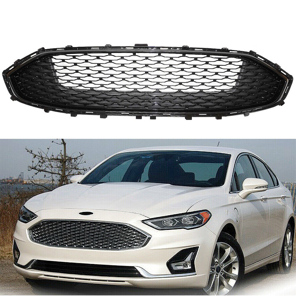 Fits For 2019 2020 Ford Fusion Front Bumper Grille Replacement Glossy Black Mesh