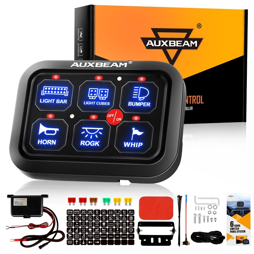AUXBEAM 6/8/12 Gang Switch Panel On-Off LED Lights Circuit Control Relay System
