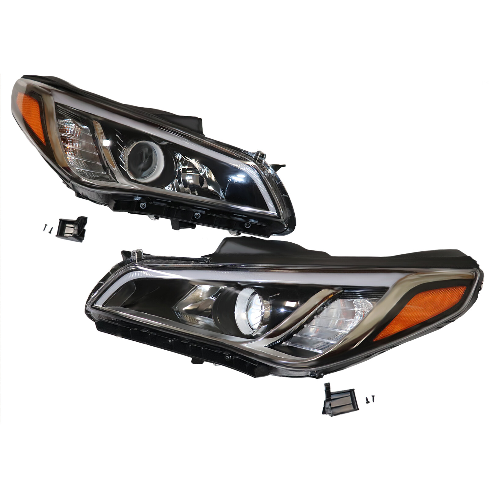 Headlight Set For 2015-2017 Hyundai Sonata Left and Right 2Pc Headlamps Assembly