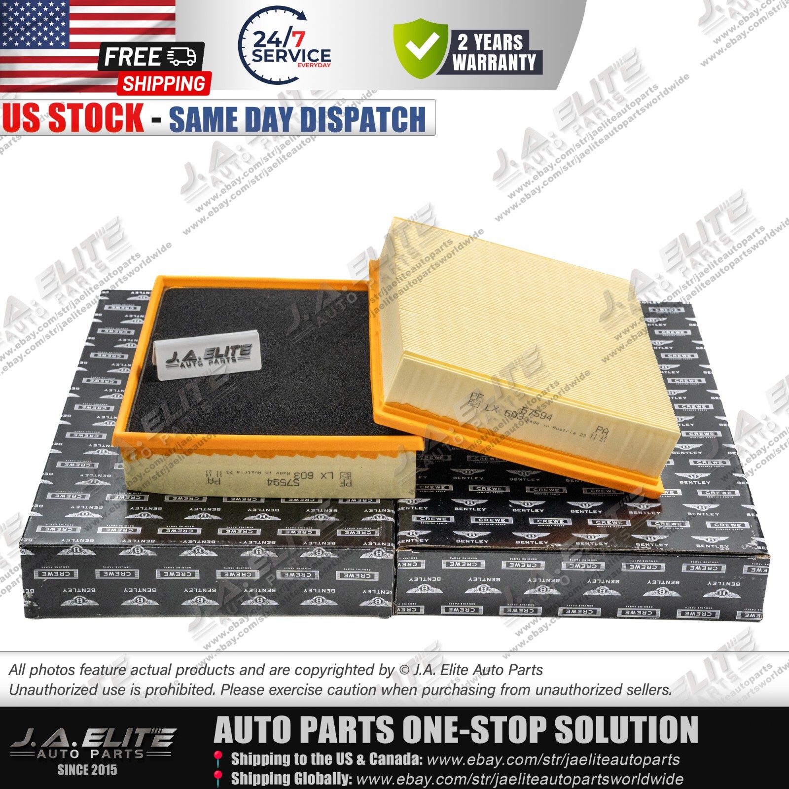 2pcs Air Filter for Bentley Arnage,OEM:PF57594PA