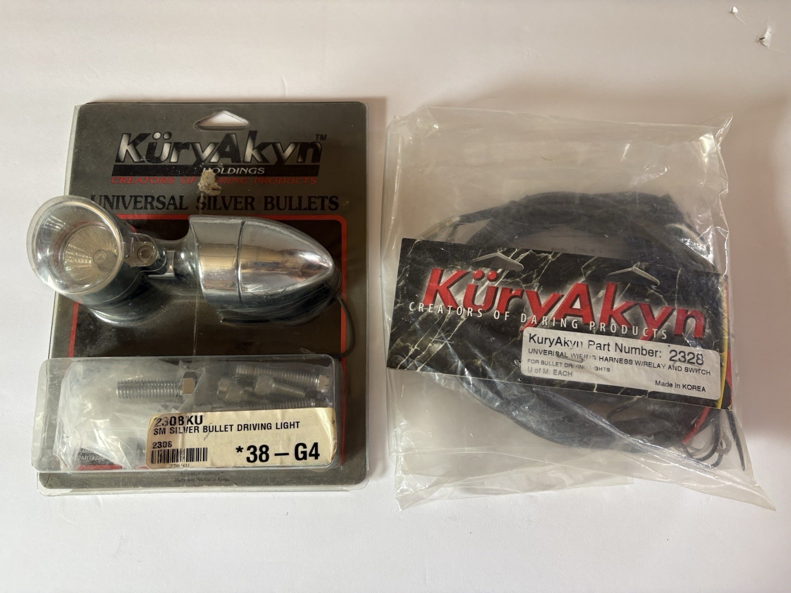 NOS Kuryakyn 2308 Silver Bullet Driving Lights & 2328 Wiring Harness Kit NOS Kuryakyn 2308 Silver Bullet Driving Lights & 2328 Wiring Harness Kit