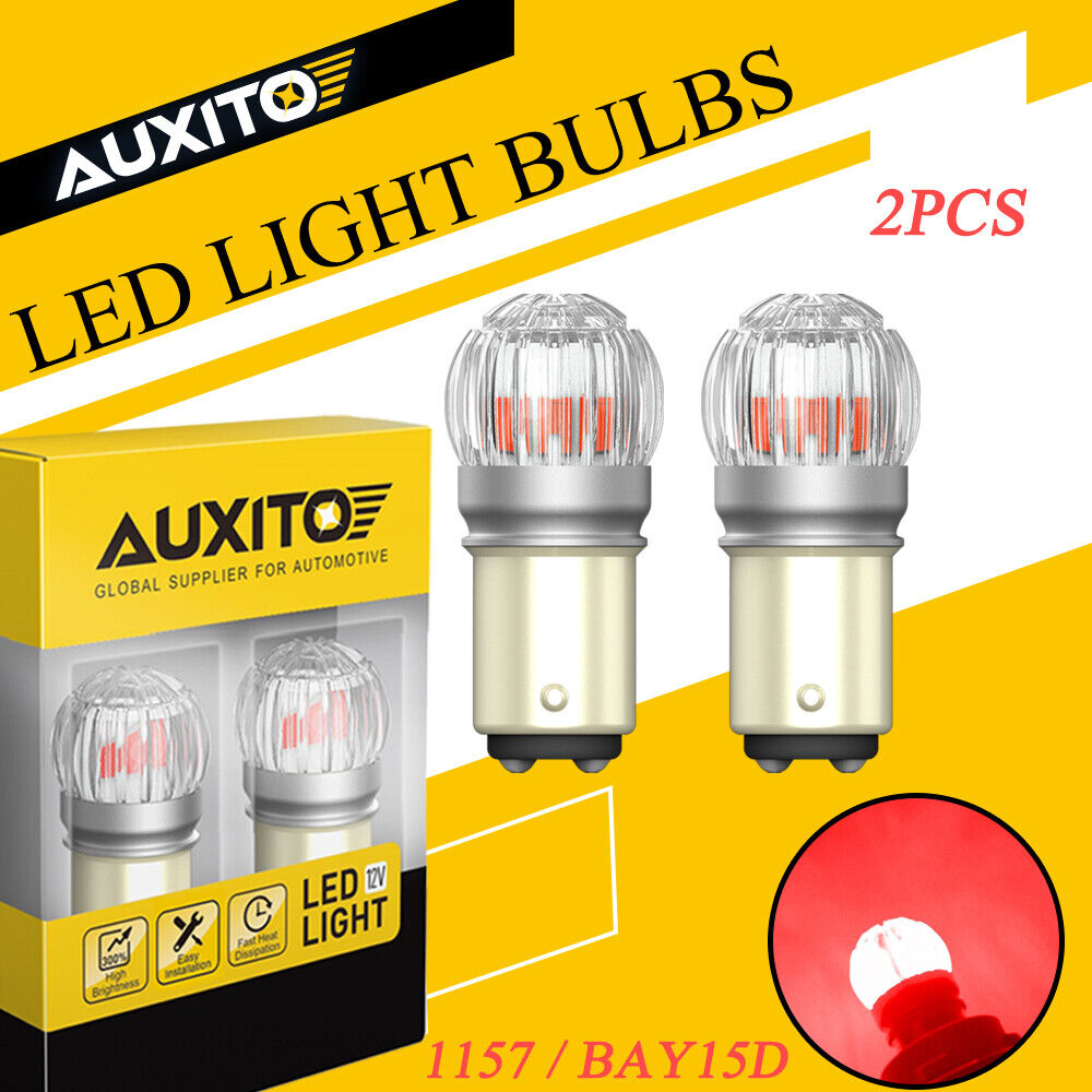2X AUXITO 1157 1016 CANBUS Red Stop LED Turn Signal Brake Tail Light Bulb BAY15D