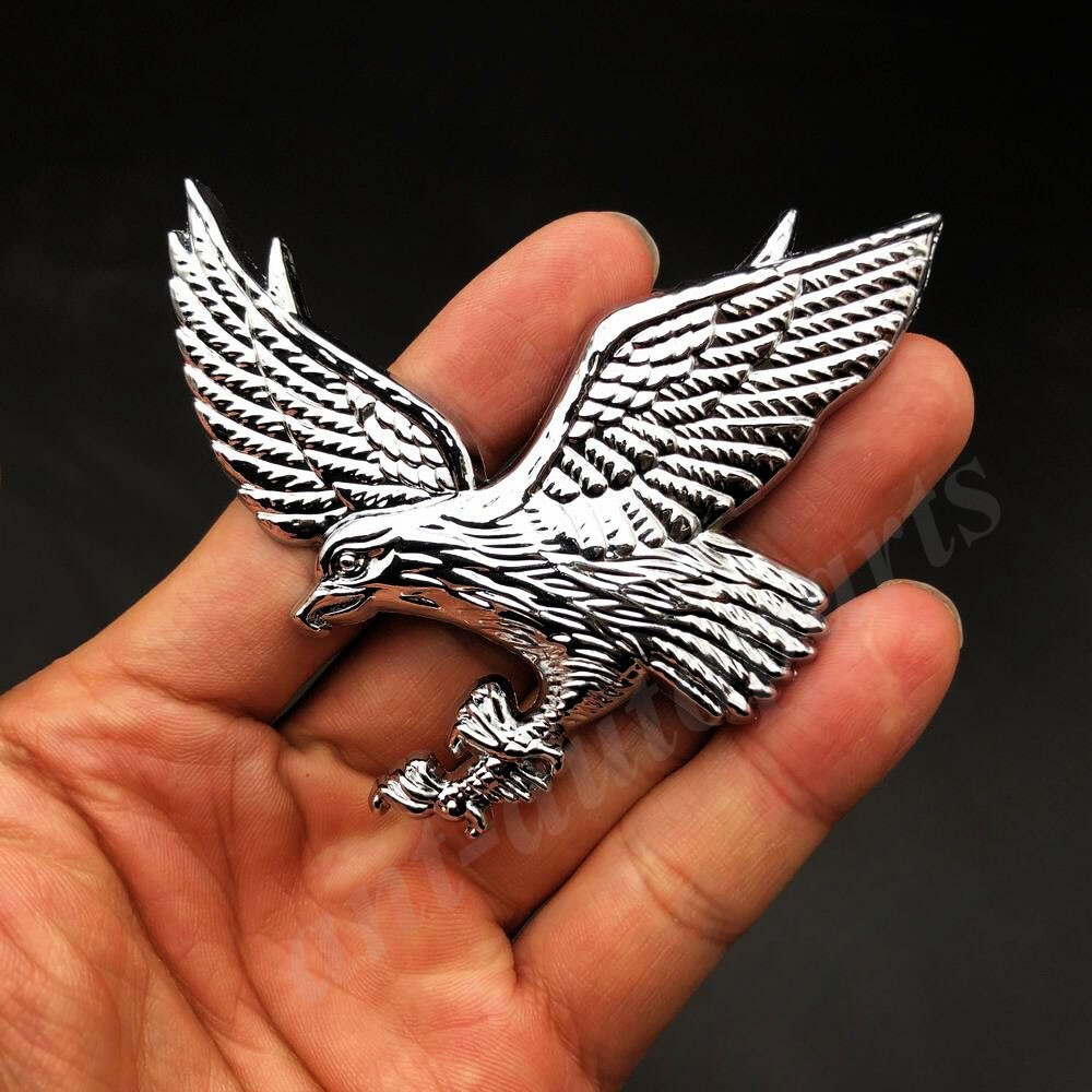 3D Chrome Metal Eagle Hawk Logo Car Trunk Rear Emblem Badge Decal Sticker