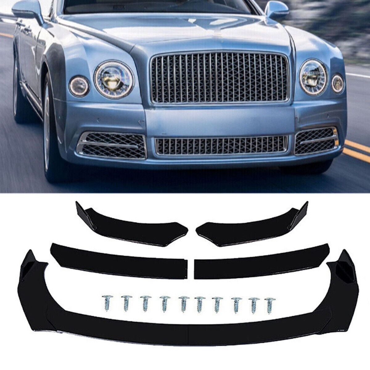 For Bentley Mulsanne Front Bumper Chin Lip Splitter Spoiler Body Kit Gloss Black