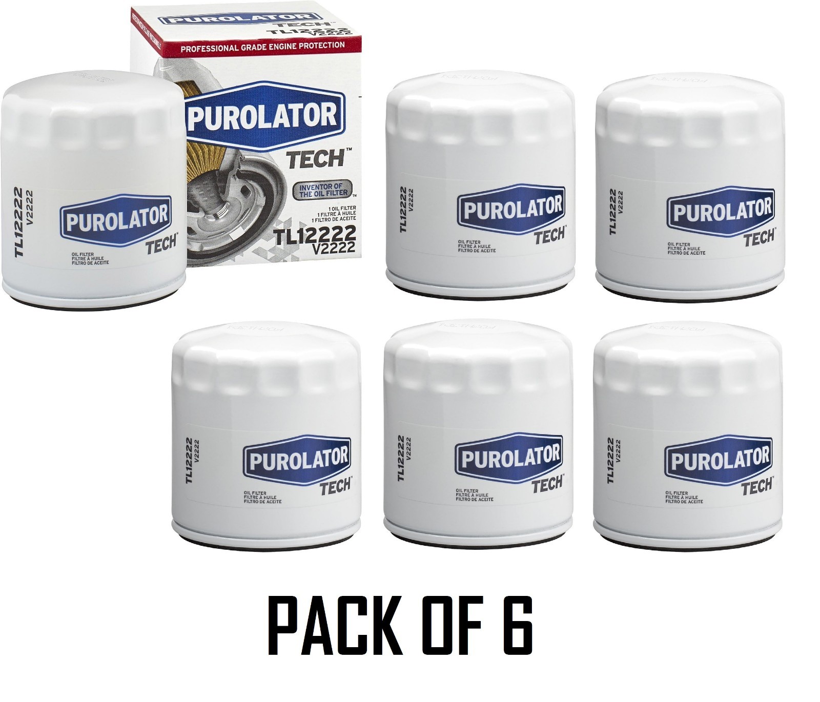 6 pc Purolator TECH TL12222 Engine Oil Filters for XG10060 X2222 WPH500 st