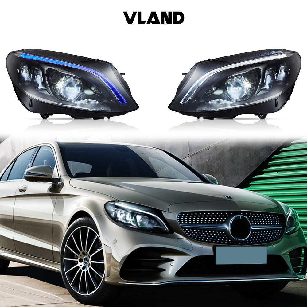 Vland LED Headlights With Anim For 2015-2021 Mercedes C-Class W205 Halogen Model