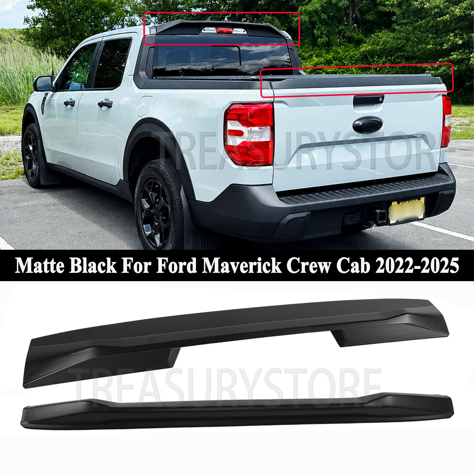 For Ford Maverick 22-25 Matte Black Rear Roof Top Cab & Trunk Tail Spoiler Wings