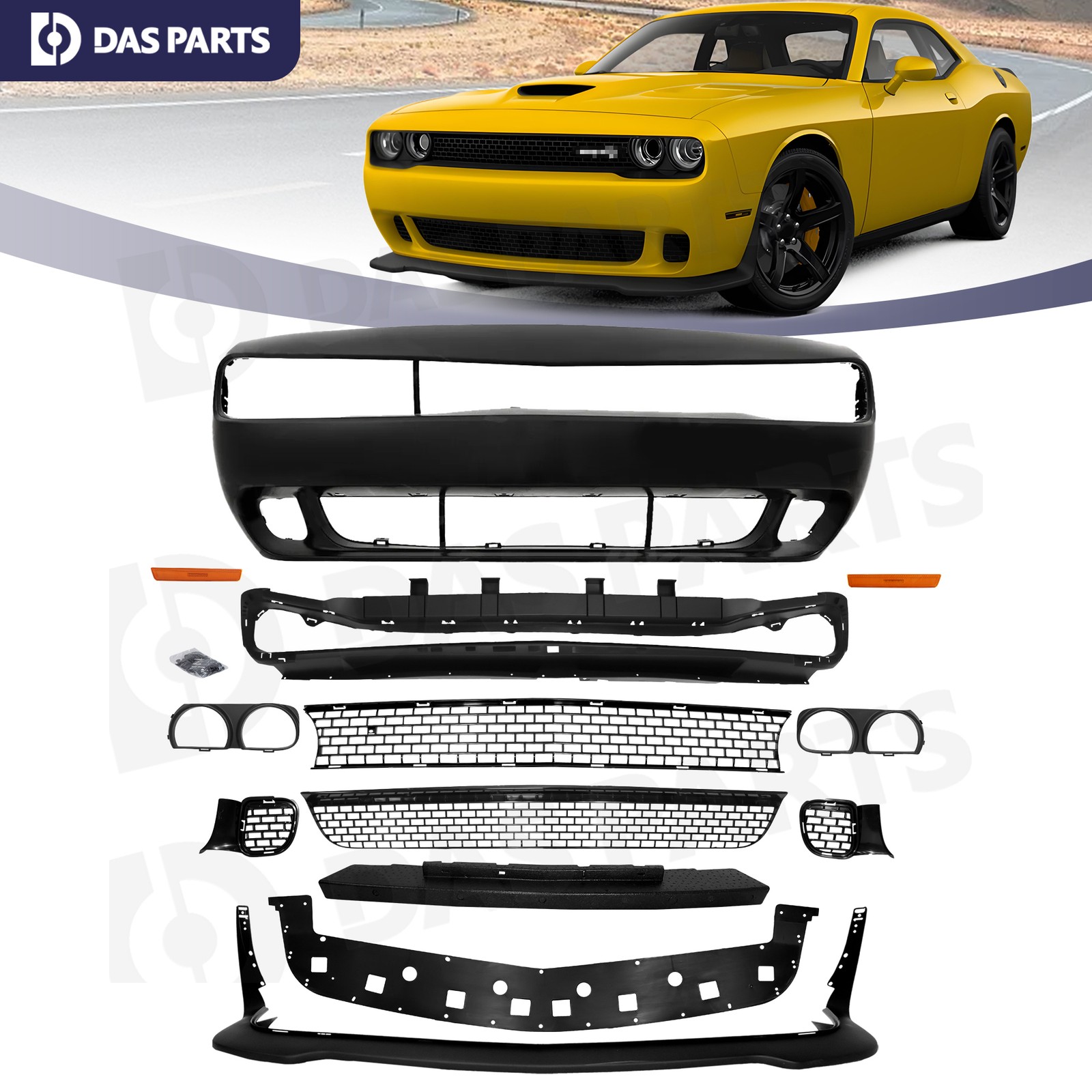 For 2008-2014 Dodge Challenger Hellcat Style SRT Front Bumper Cover Grille Lip
