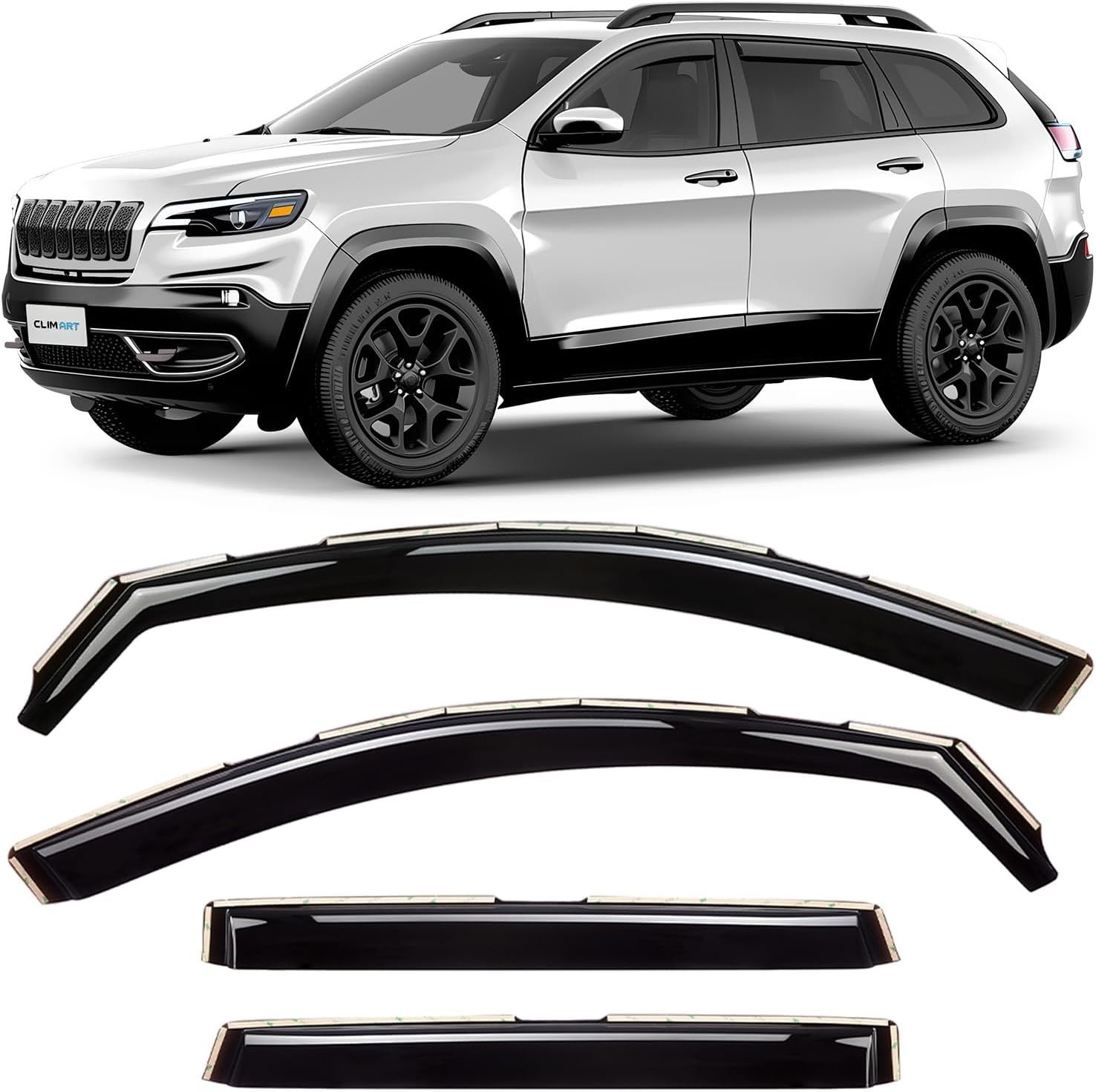 Dark Smoke Window Visors for Jeep Cherokee 2014-2023 - Stylish Car Protection
