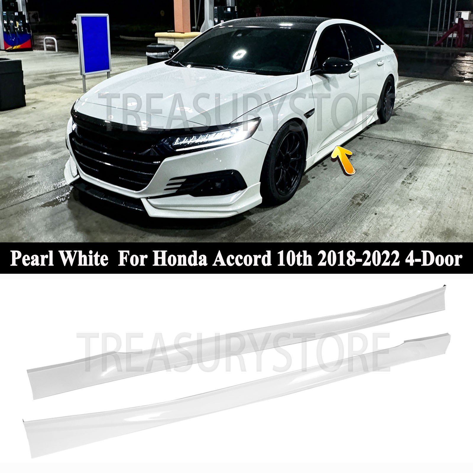 For Honda Accord 2018-22 Platinum White Pearl Yofer Add-on Side Skirts Extension
