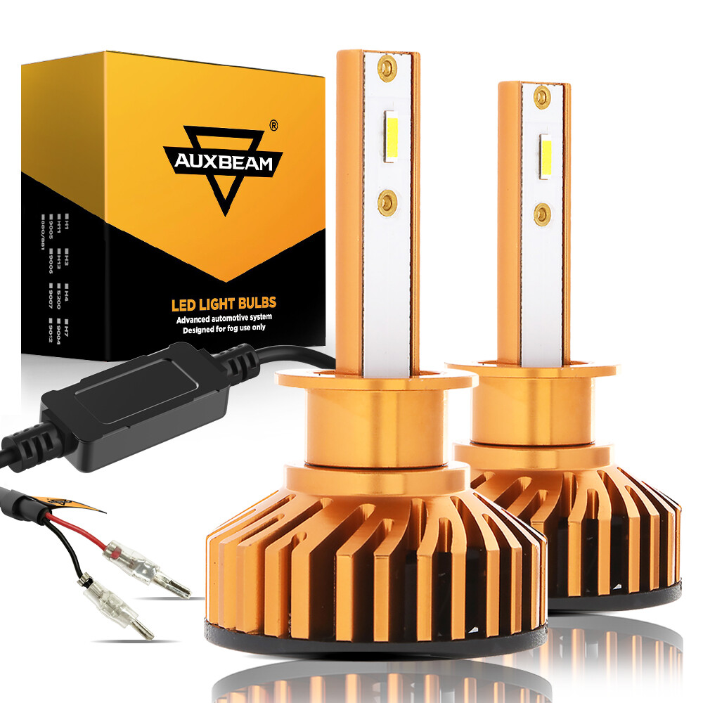 AUXBEAM Canbus H1 LED Headlight Bulb Kit High Low Beam Lamp 6500K Super White 2x