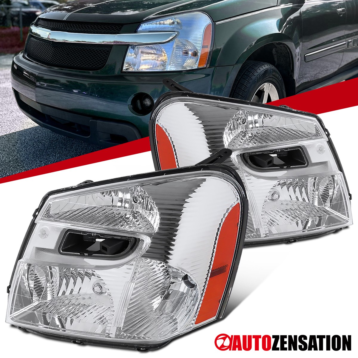 Fit 2005-2009 Chevy Equinox LS LT Headlights Halogen Headlamps Left+Right 05-09 Fit 2005-2009 Chevy Equinox LS LT Headlights Halogen Headlamps Left+Right 05-09