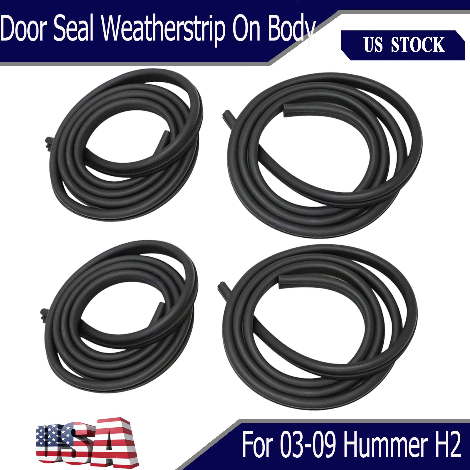 4x New Door Seal Weatherstrip On Body Front-Rear LH-RH For Hummer H2 2003-2009