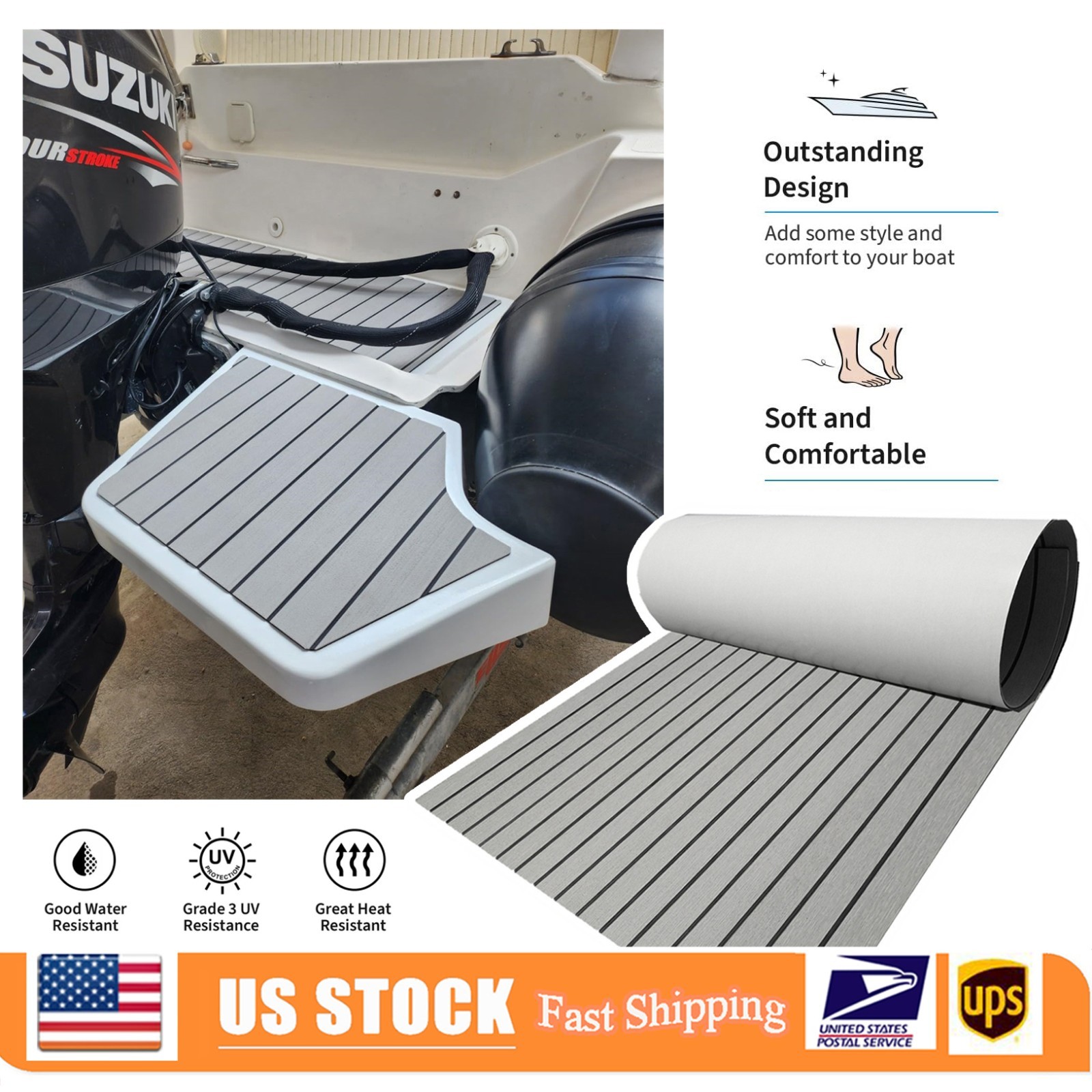 Bevel Edge Teak Decking EVA Foam Boat Flooring , Non-skid Mats for Watercraft