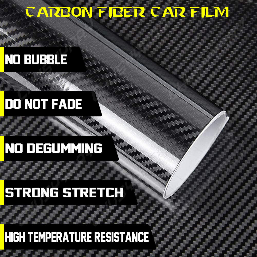 Premium 5D HIGH GLOSS Black Carbon Fiber Vinyl Wrap Roll