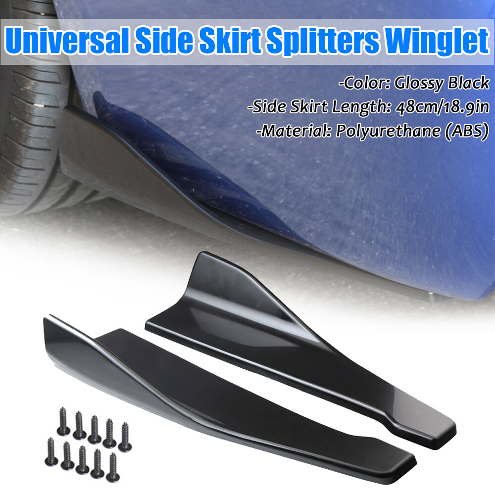 Universal Car Side Skirt Rear Bumper Lip Splitter Winglet Aprons Glossy Black
