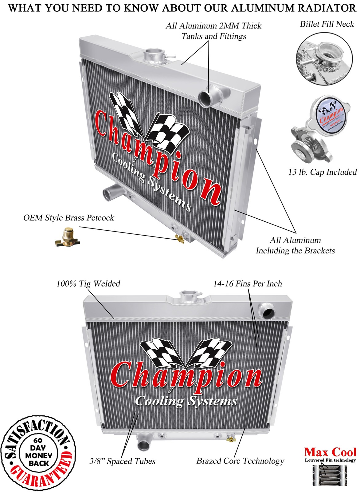 ER Champion 2 Row Radiator Lowhose Driver 24