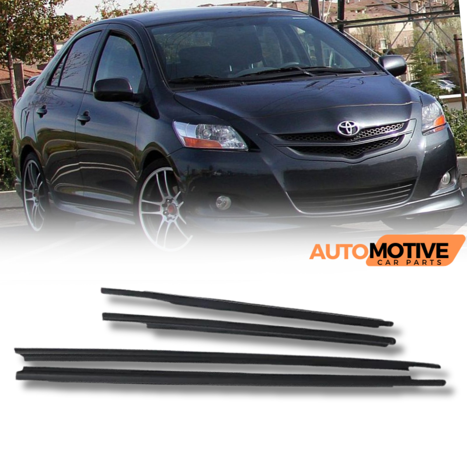For 2007-2016 Toyota Yaris Sedan Weatherstrip Window Moulding Trim Seal Belt 4pc