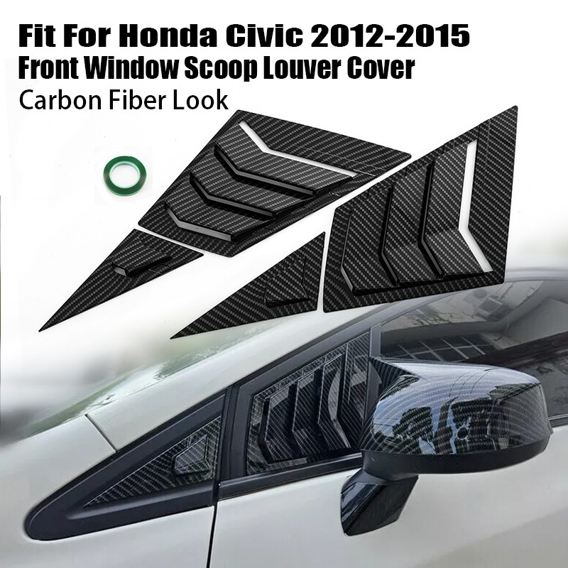Fits 12-15 Honda Civic Sedan G9 9th Front Window Scoop Louver Cover Carbon Black