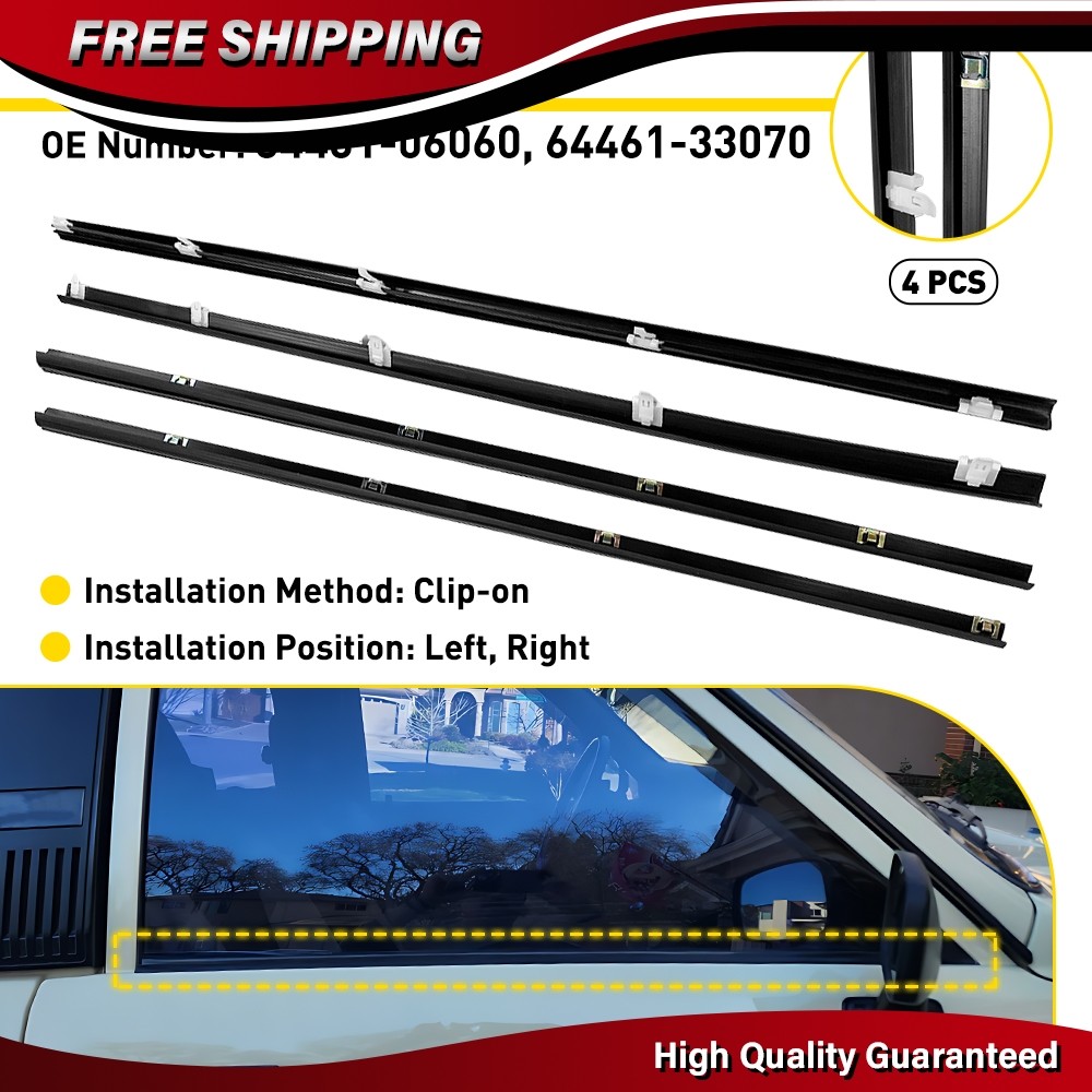 For 1984-89 Toyota Pickup 4Runner 4PCS Front Inner & Outer Belt Weatherstrip Kit