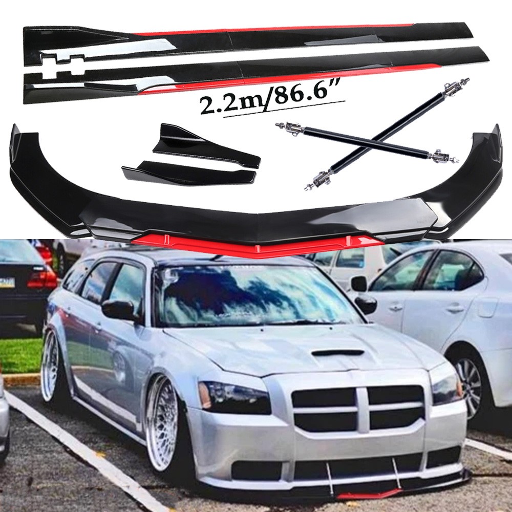 For Dodge Magnum SRT8 Front Bumper Lip Splitter Spoiler Gloss Black Red Body