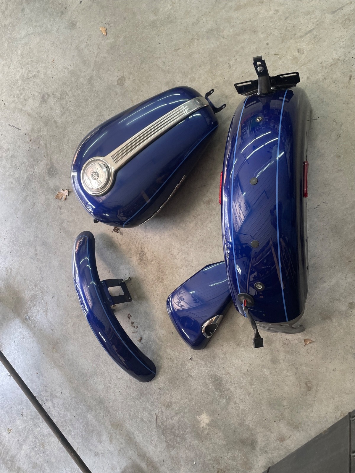 Harley Davidson Sportster 2004-2006 Fuel Tank Fender Tin Set Carbureted Blue