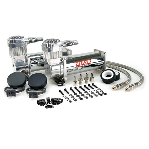 VIAIR 444C DUAL PACK CHROME AIR RIDE BAG SUSPENSION COMPRESSOR PUMP TRAIN ROD