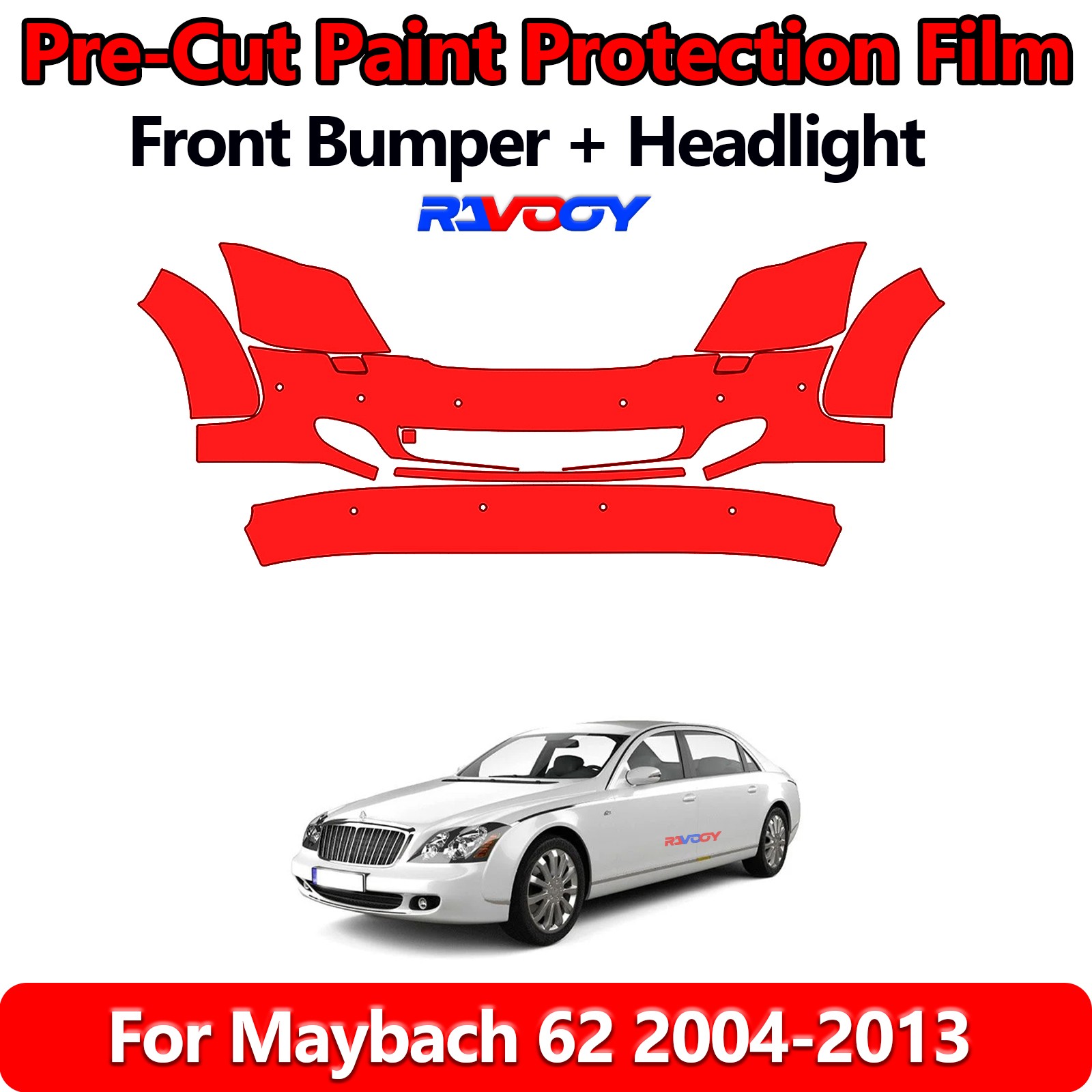 8.5Mil PreCut Front Bumper PPF Kit Film For Maybach 62 2004-2013