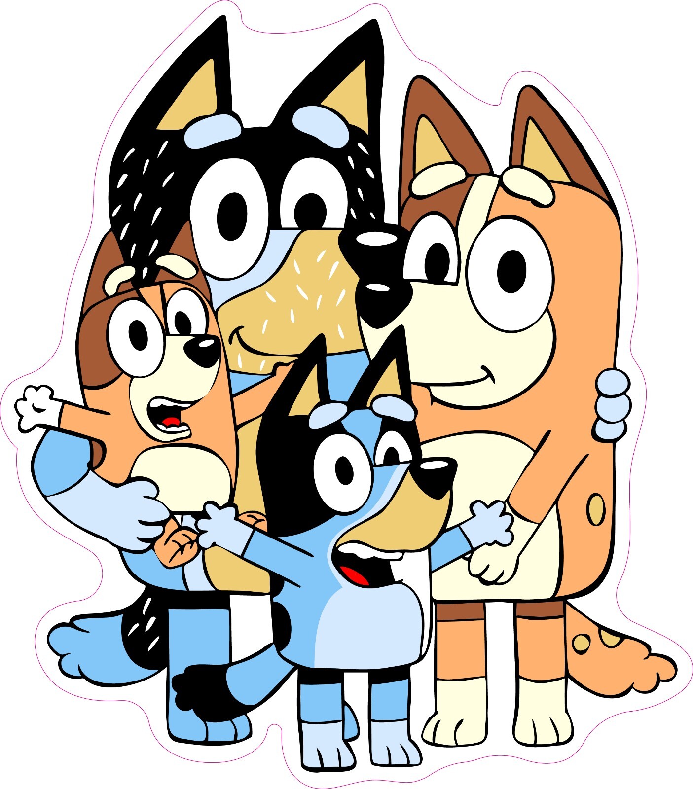 Bluey Family Photo Excited Bingo Vinyl Bumper Sticker Window Decal Multiple Size