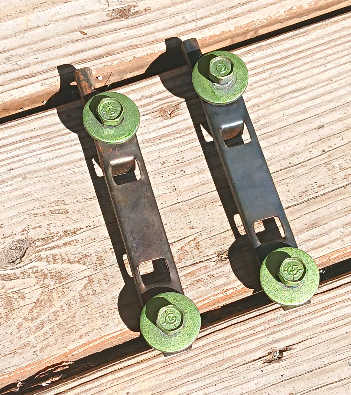 1970 to 1972 Dodge Dart Swinger Trunk Lid Hinge Retainers with Bolts 1970 to 1972 Dodge Dart Swinger Trunk Lid Hinge Retainers with Bolts