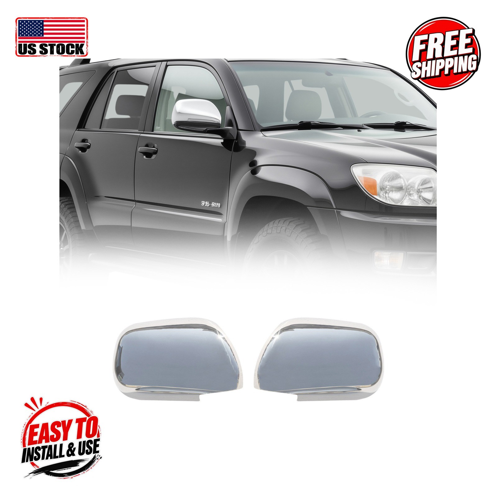 LEXUS LAND CRUISER PRADO 120 Mirror Cover S.Steel Gloss Silver 2 Pcs