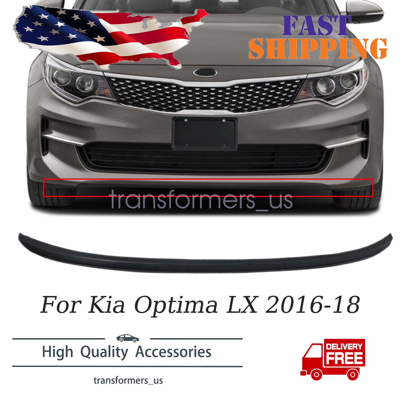 86591D5000 Front Bumper Lower Lip Spoiler For Kia Optima LX 2.4L 1.6L 2016-18