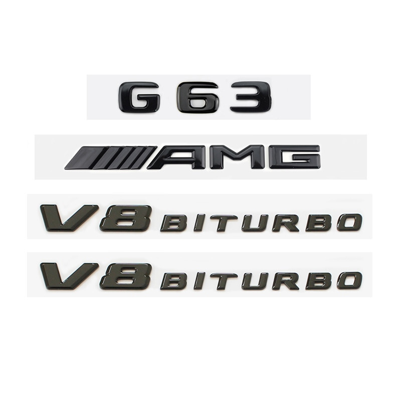 4pcs G63 AMG V8 BITURBO Gloss Black Badge Emblem for Mercedes Benz W463 W464 G63 4pcs G63 AMG V8 BITURBO Gloss Black Badge Emblem for Mercedes Benz W463 W464 G63