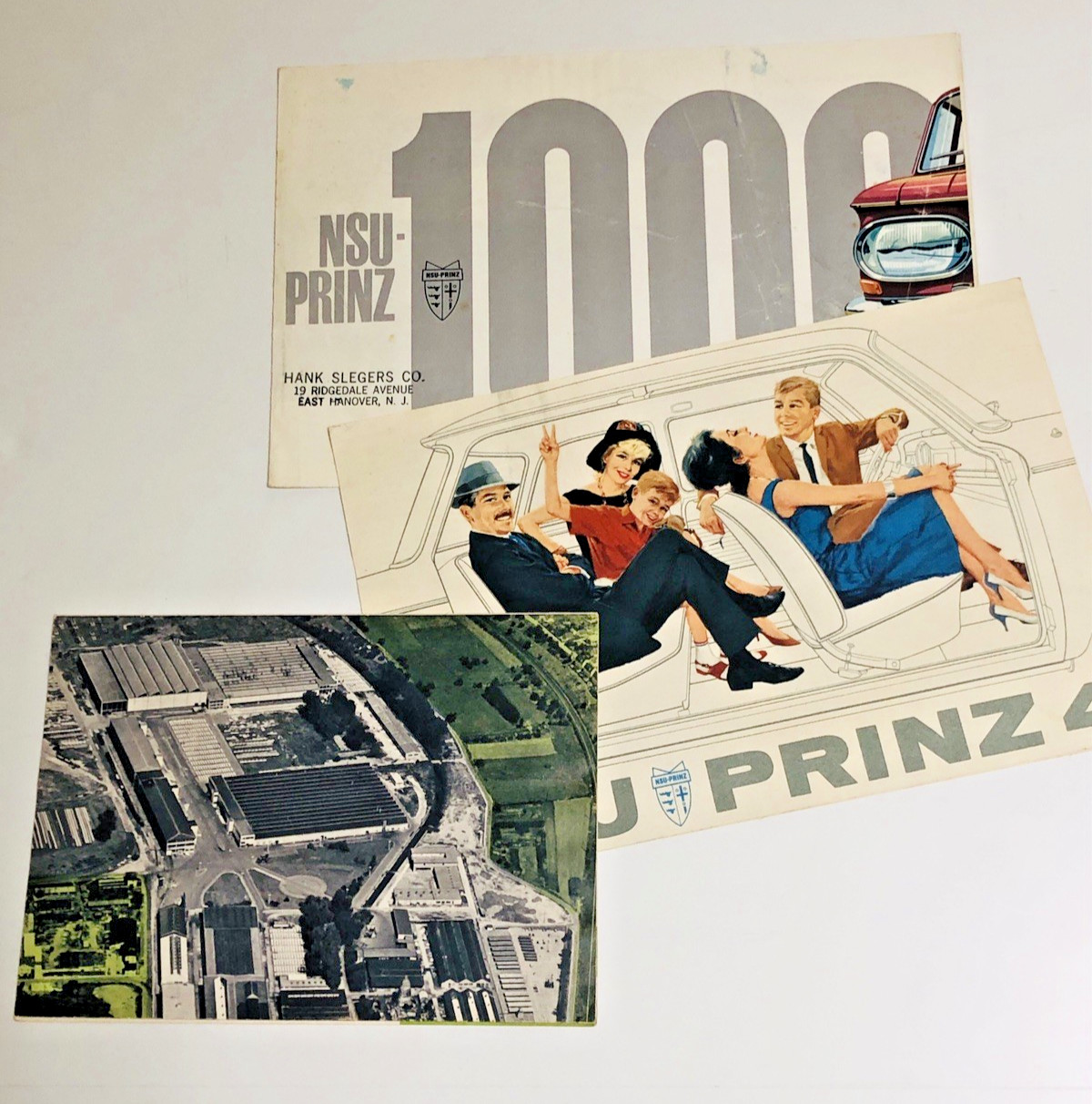 3 NSU PRINZ Car Sales Brochures 1962-1964-1965 1000L,Prinz4,Sport Prinz & Spider