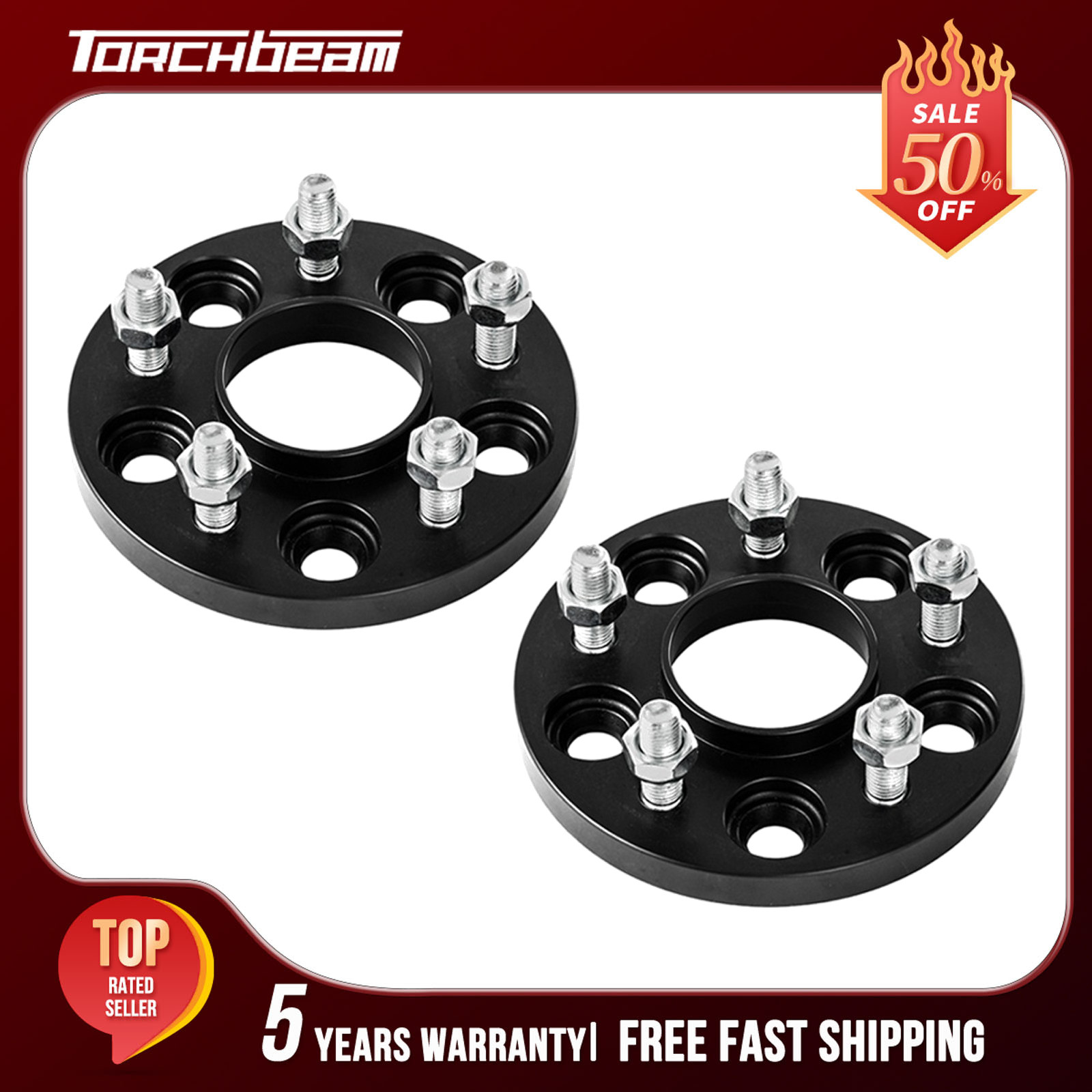 2Pc 15mm 5x108 Hubcentric Wheel Spacers For Ford Jaguar Lincoln M12x1.5mm 63.4mm