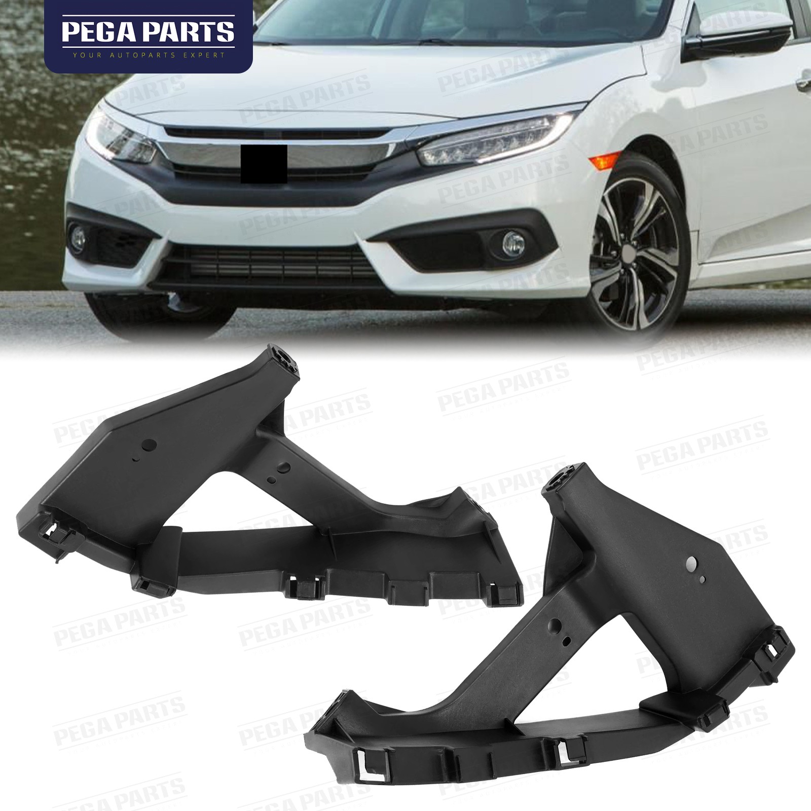 Fit 2016-2021 Honda CIVIC Sedan Headlight Brackets 2PC Front Hold Mount Retainer