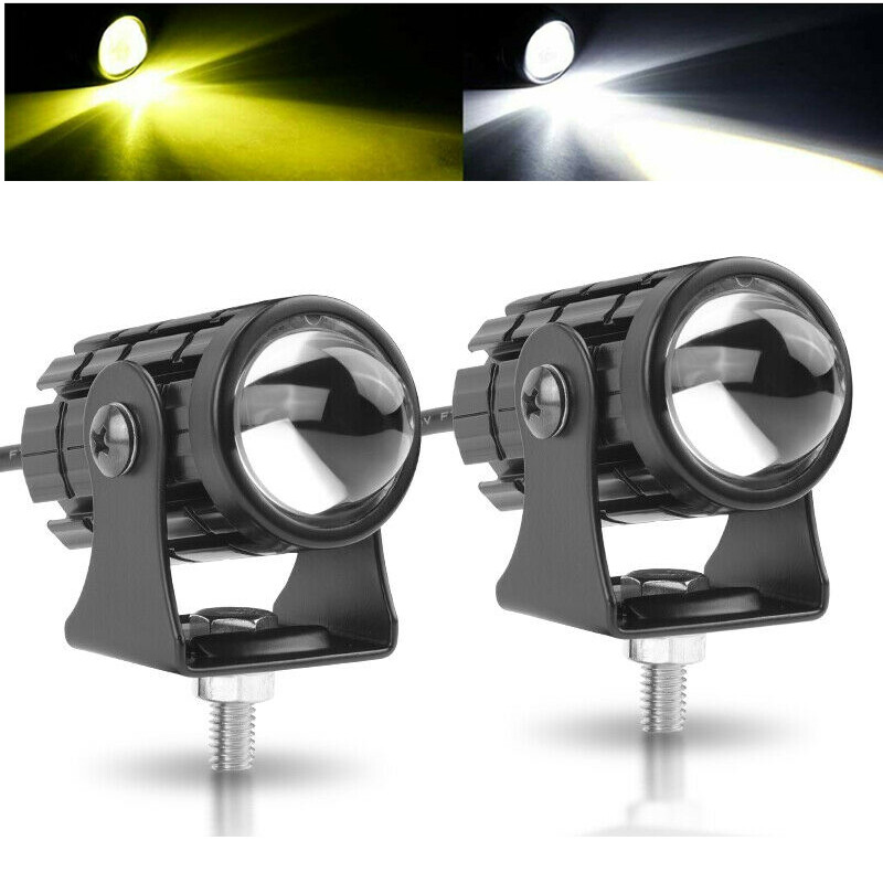 1-Inch White/Yellow Dual Color 20W Mini LED Projector Lens Driving Fog Light Kit