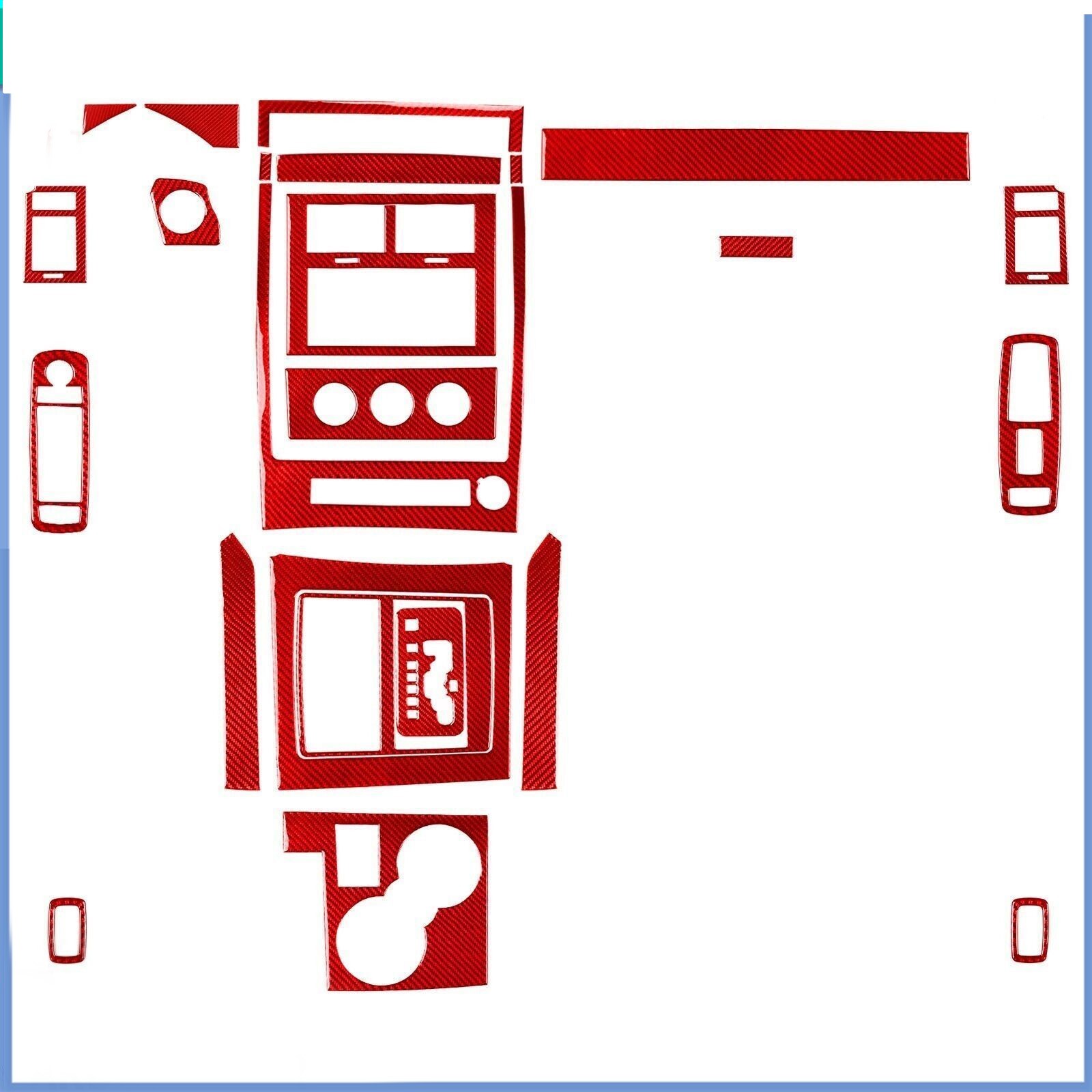 24Pcs Jeep Liberty Red Carbon Fiber Kit Full Interior Decoration Patch 2008-2012
