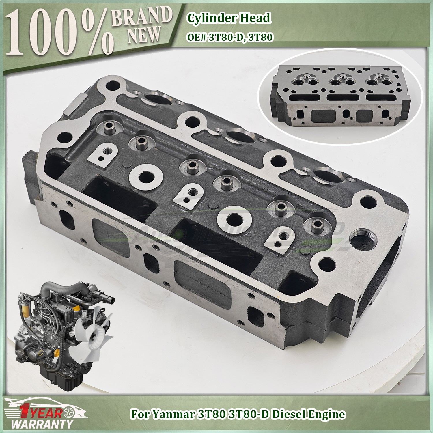For Yanmar 3T80 3T80-D Diesel Engine Cylinder Head without Valve 3T80-D 3T80 NEW