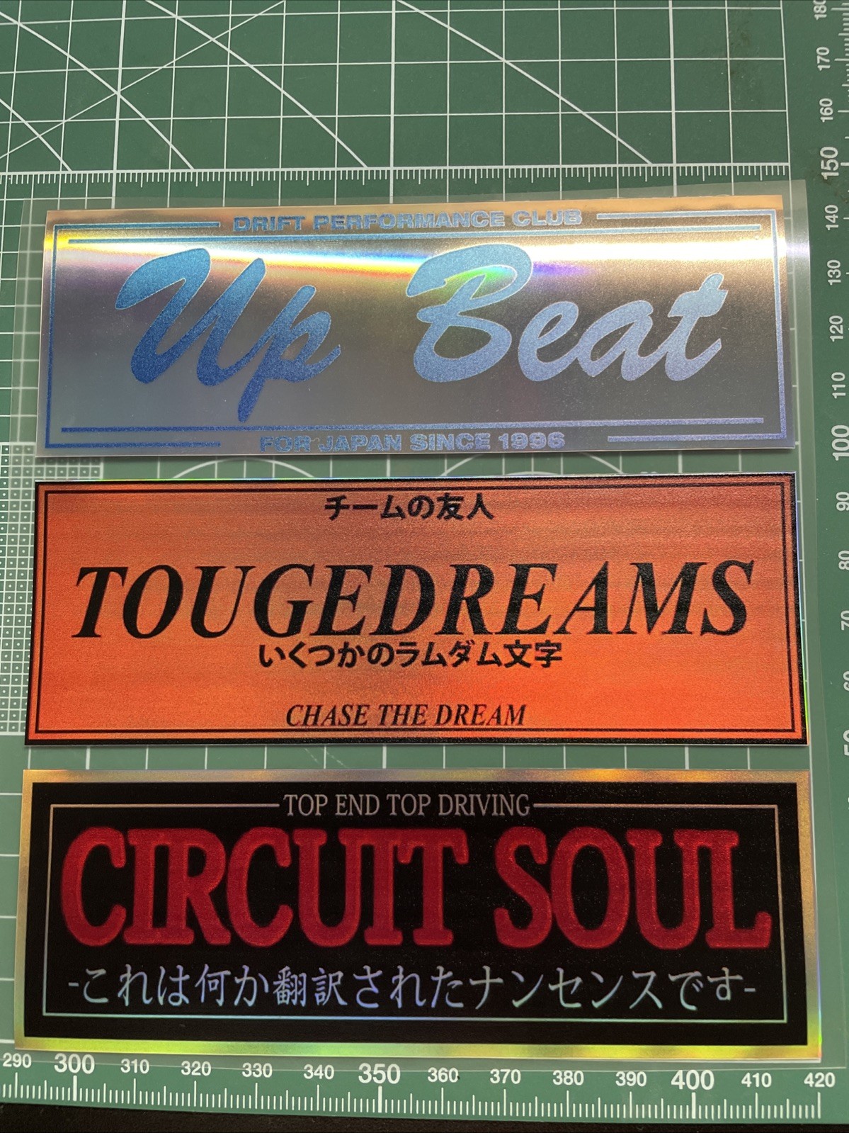 3pcs JDM Drift Sticker Pack Holographic Up Beat 3pcs JDM Drift Sticker Pack Holographic Up Beat